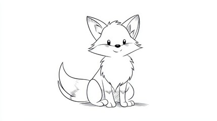 Obraz premium Whimsical orange fox line art ready for coloring, printable for kids