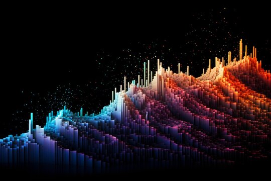Abstract 3d blocks rising, representing data visualization and technology