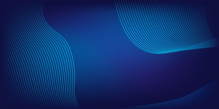 Navy blue abstract background with halftone wavy smooth pattern. Small spot light box. Curve line, cosmic galaxy space. Festive BG for social media, birthday party invitation