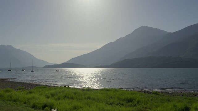 Scenic view of the shore of Lake Como in Dongo, Italy Italian nature