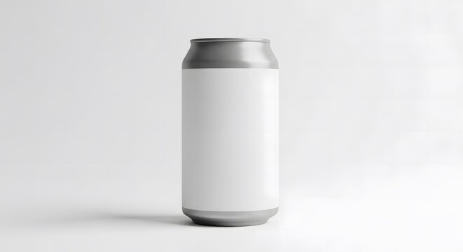 Mockup of a 12 oz beverage can with blank white label. 12 oz can mockup