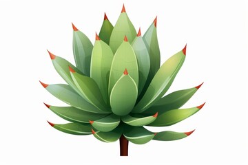 Obraz premium Agave plant with thick green leaves and red tips
