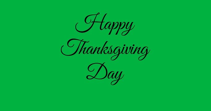 Digital animation of happy thanksgiving day text floating against white background