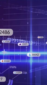 Vertical video: Analytics HUD scanning code with neon crosshair, sliding counts, monitoring metrics
