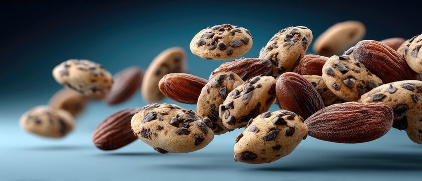 Colorful chips float and swirl in the air, showcasing their fun shape and texture, perfect for a light snack moment