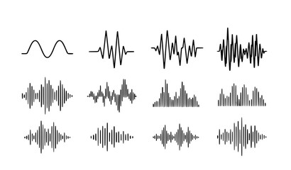 A set of sound wave icons in a minimalist flat design style © Najma