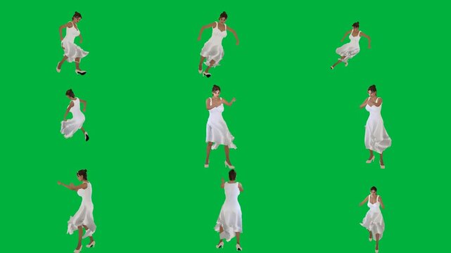 4K Animated Woman in White Dress on Green Screen &ndash; Realistic Female Walking Character Pack for Motion Graphics and Video Editing