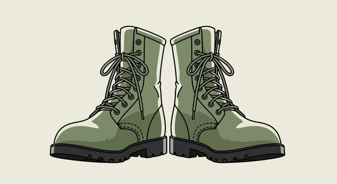 A pair of green combat boots on display during Confederate Memorial Day
