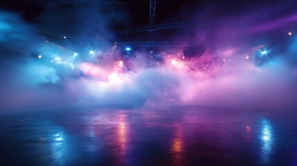 Fototapeta premium Moody fog with dynamically sliced light beams through haze during a photo shoot