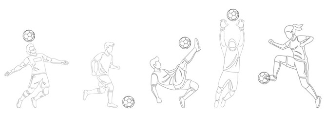Vector illustration of soccer players in various poses © Rayhan Studio 