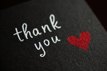 Fototapeta premium Warm handwritten gratitude message on charcoal paper with heart