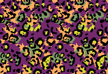 Seamless leopard fur pattern. Fashionable wild leopard print background. Modern panther animal fabric textile print design. Stylish vector color illustration © prezent