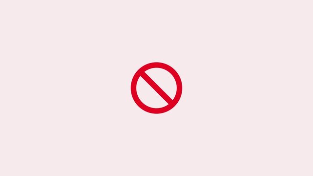 Warning No Entry Symbol Animation with Red Prohibition Sign on Black Screen