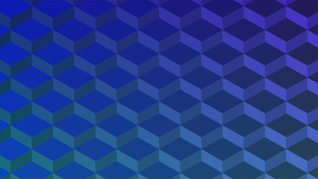 Abstract Isometric Seamless Blue Gradient Geometric Cube Grid Vector Background