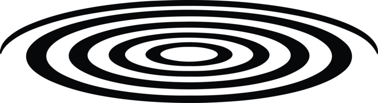 Silhouette black white hypnotic optical illusion concentric circles vector design