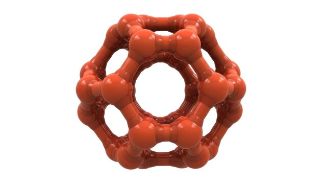 3d Render Fullerene Molecule Structure Orange