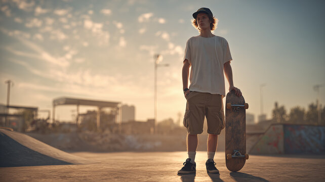  portrait of a young male skater standing 