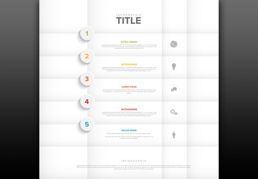 Minimalist Five Steps White Infographic Template