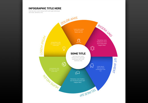 Circular Infographic Template with Six Colorful Business Steps
