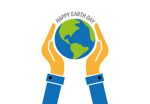 Happy Earth Day Illustration with Hands Holding Globe Concept