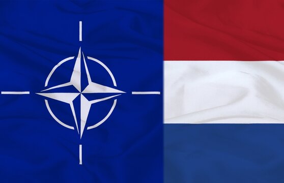 NATO and Netherlands National Flag Side by Side