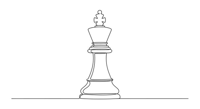 Minimalist Chess King Line Art