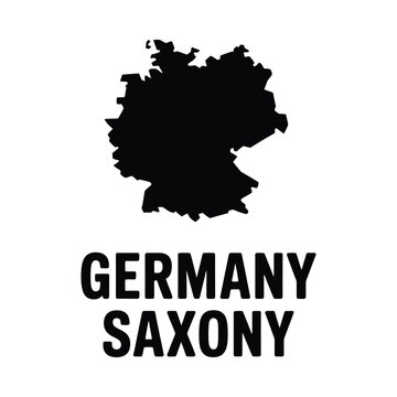 A graphic depiction of germany with saxony highlighted in black against a white backdrop