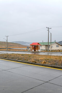 little shelter at bus-stop on road 9 at Cerro Castillo  little village, Ultima Esperanza, Magallanes, Chile