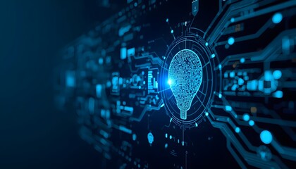 Obraz premium Artificial Intelligence Brain with Digital Interface Technology