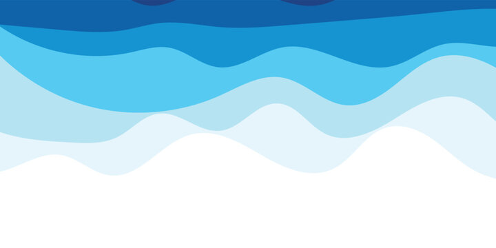 Turquoise sea green blue waves curve lines abstract marine summer background smoth design. Blue curve stripes waves vector summer ocean background.