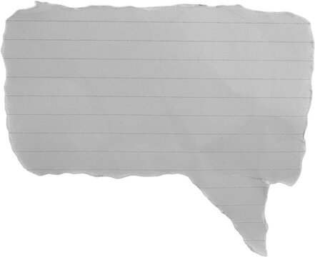 A torn piece of paper in the shape of a speech bubble on a transparent background.