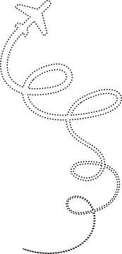 Airplane route in dotted line shape, flight, travel