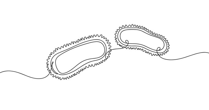 Continuous line drawing of stylized bacteria. No editable stroke