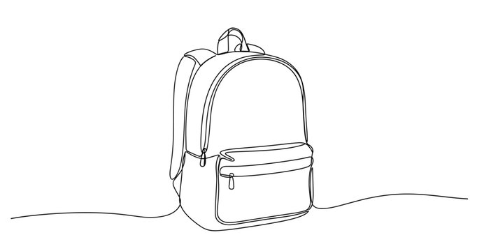 Minimalist line art of a backpack on a white background. no editable stroke