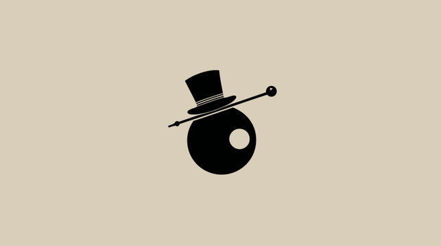 Abstract geometric illustration of a top hat and cane composition
