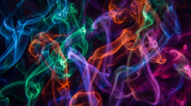 abstract colorful smoke background in black