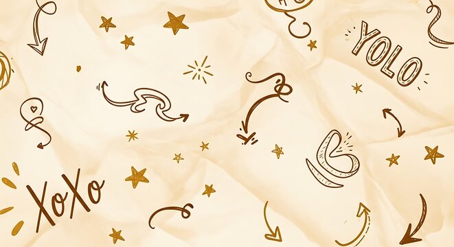 golden doodle pattern with xo and yolo on fabric