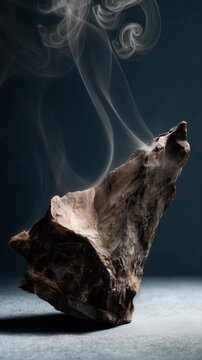Smoky flint stone on a moody background, highlighting raw texture and mineral essence for striking, modern visual concepts
