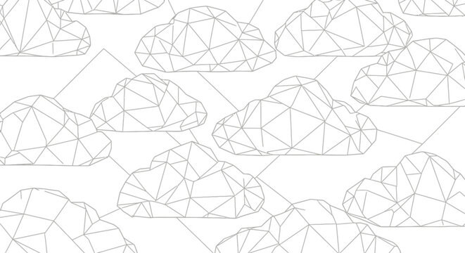 Abstract cloud network graphic with low poly style on white background