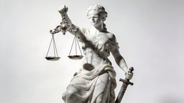 Statue of Lady Justice holding scales and sword