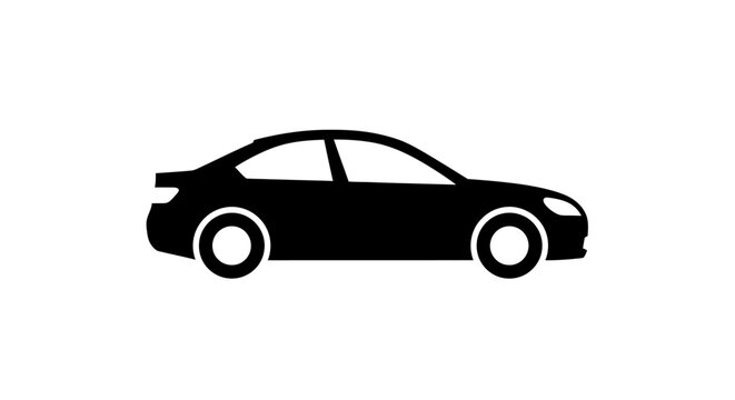 Black car silhouette on white background concept for transportation