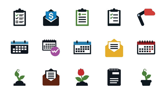 A Collection of Icons: A dynamic assemblage of colorful icons representing various aspects of productivity, communication, and growth. These icons cover diverse themes
