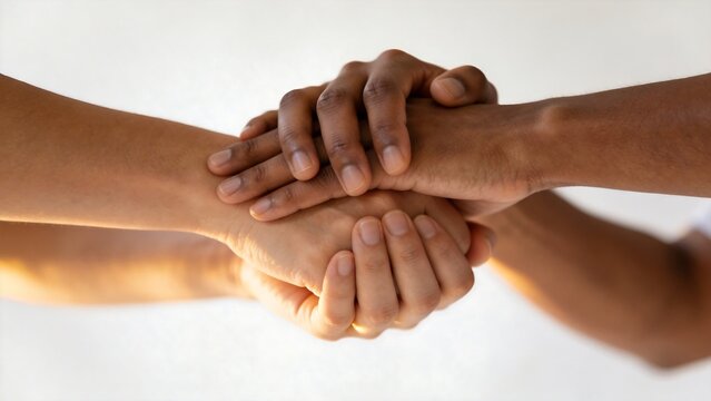 Hands stacked together in unity