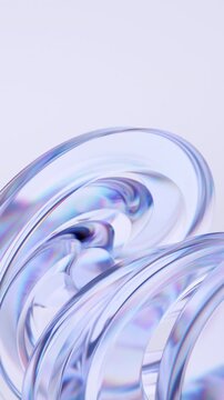 Abstract rotating glass shape, vertical 4k seamless loop 3d animation