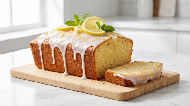 Zesty lemon pound cake with dripping glaze and soft moist texture