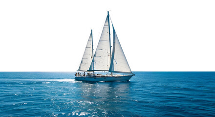 Fototapeta premium A sailboat glides smoothly across the calm ocean waters under a clear sky