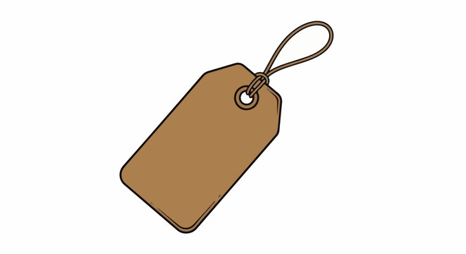 A blank brown tag with a string for labeling or pricing