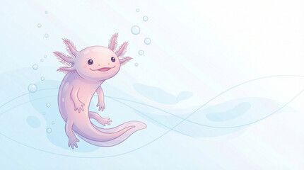 Obraz premium Friendly Axolotl Character Clean Design with Copy Space for Education