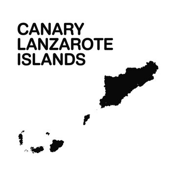 A graphic representation showcases the canary islands specifically lanzarote with text and map outline
