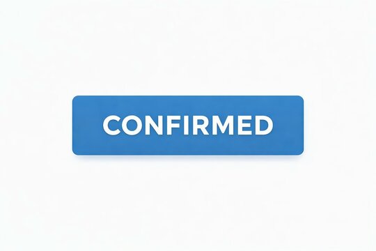 Blue confirmation badge displaying the word confirmed in white text